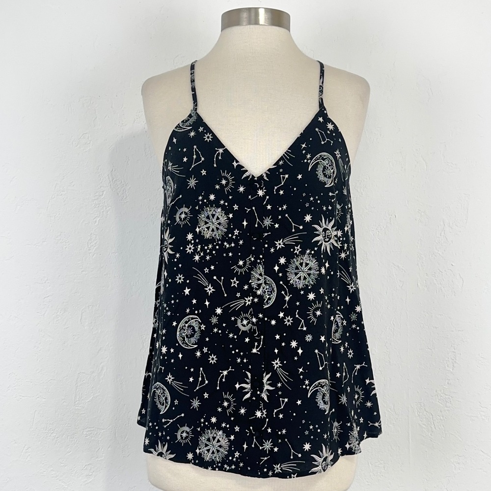 Women Whimsigoth Celestial Witchy Top Size Large Moon Sun Stars Goth Cami